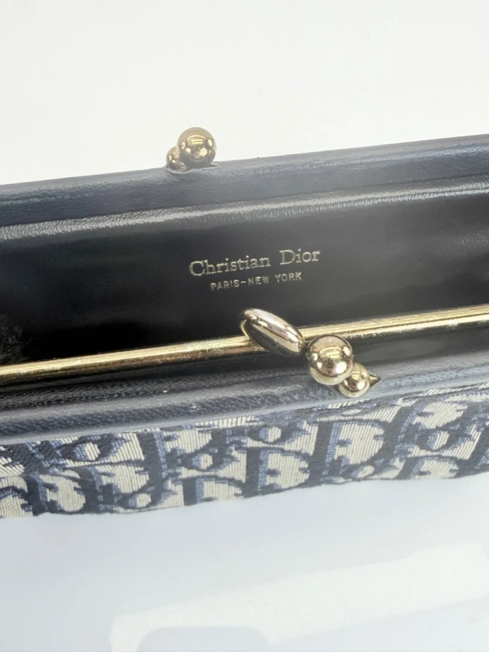 Christian Dior Trotteur Vintage Classic Navy Kisslock Vintage Clasp Wallet